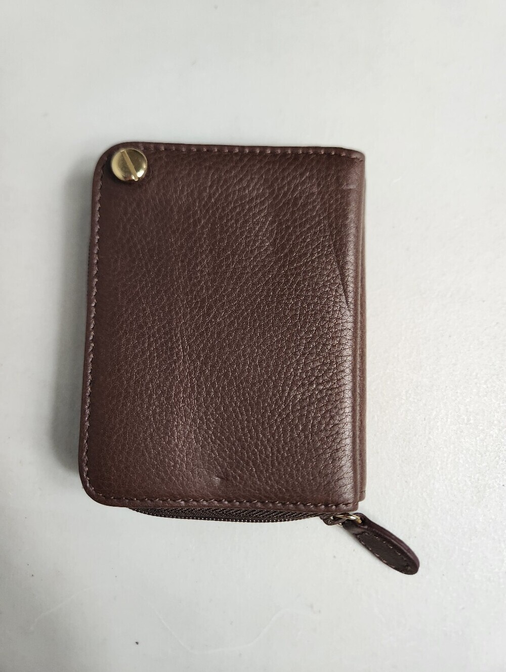 Rolfs Madison Studio VTG Leather Fan Card Wallet Zip Around Coin/Key Fob